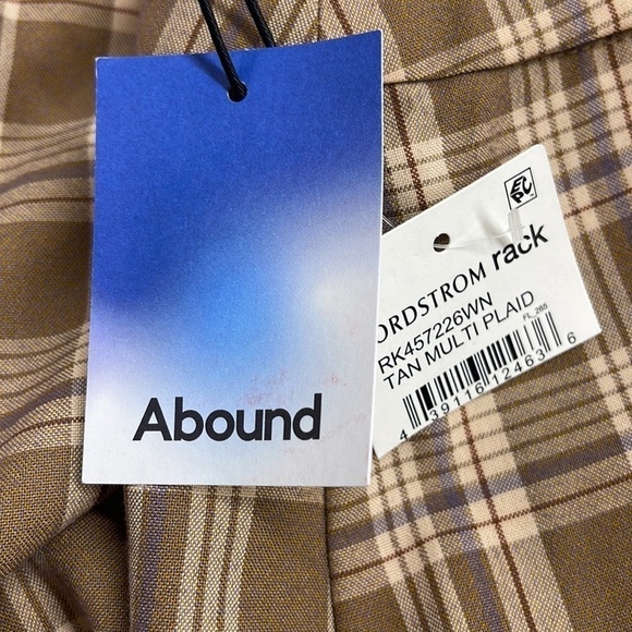 ☀️4X MULTI PLAID TAN BLUE Abound NWT Micro Mini Skirt School Academia Nordstrom - Picture 3 of 13